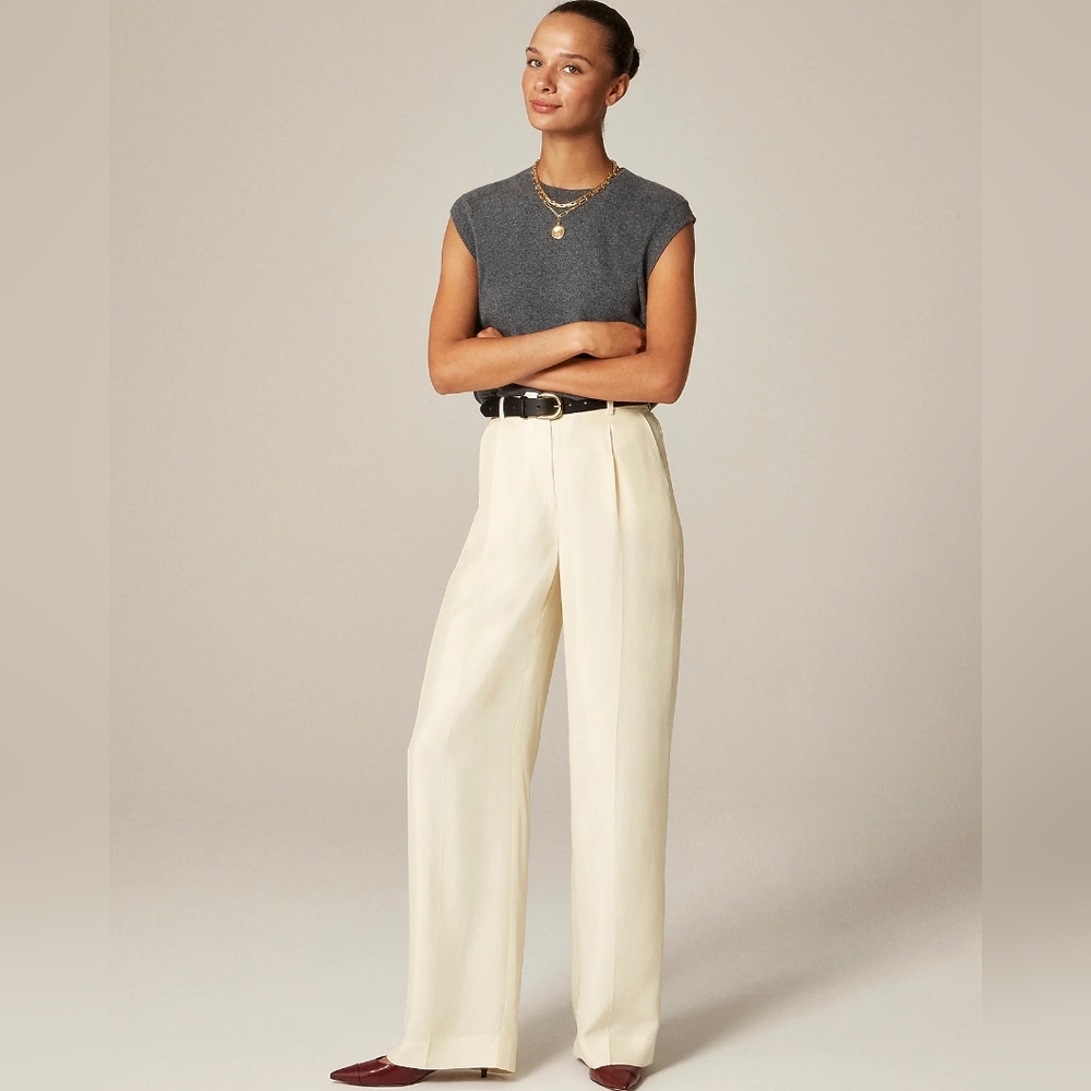 J. Crew Cream Wide-Leg Trousers